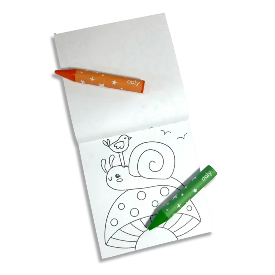 Ooly Ooly | À emporter partout ! Livre de coloriage et ensemble de crayons de couleur Garden Pals Ensemble de 9 crayons de couleur
