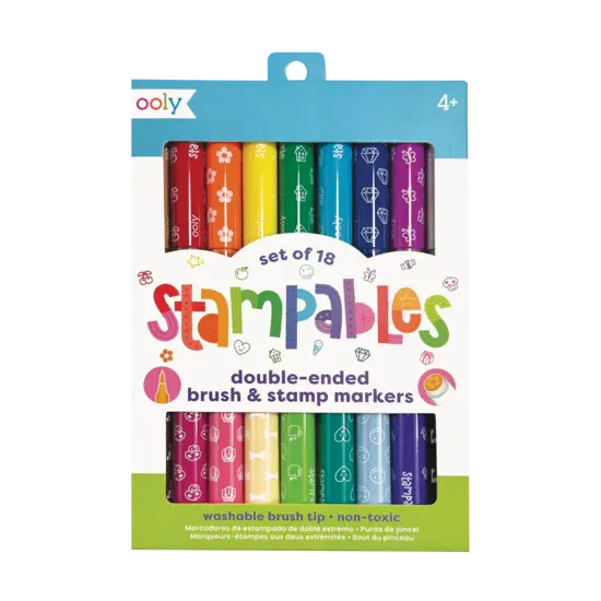 Ooly Ooly | Tampons à double embout et marqueurs pinceaux, lot de 18