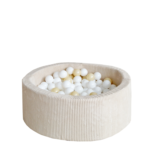 Moje Moje | Piscine à balles Rib Velvet - Crème 90 x 30 cm + balles