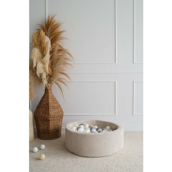 Moje Moje | Piscine à balles Rib Velvet - Crème 90 x 30 cm + balles