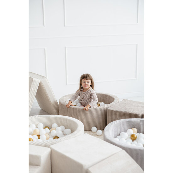 Moje Moje | 3 éléments + piscine à balles - Velours côtelé gris 90 x 30 cm + 200 balles