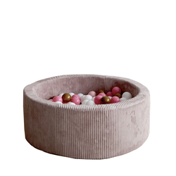 Moje | Piscine à balles Rib Velvet - Dusty Pink 90 x 30 cm + balles