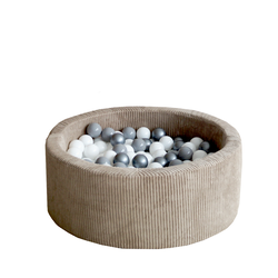 Moje | Piscine à balles Rib Velvet - Beige foncé 90 x 30 cm + balles
