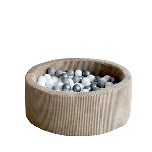 Moje | Piscine à balles Rib Velvet - Beige foncé 90 x 30 cm + balles