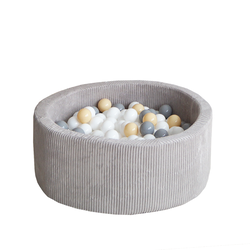 Moje | Piscine à balles Rib Velvet - Gris 90 x 30 cm + Balles