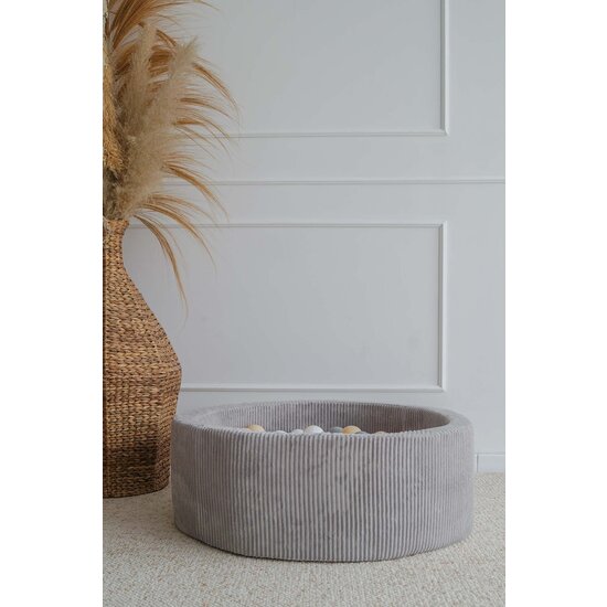 Moje Moje | Piscine à balles Rib Velvet - Gris 90 x 30 cm + Balles