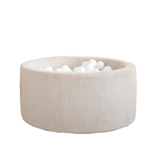 Moje | Piscine à balles Rib Velvet - Crème 90 x 40 cm + balles