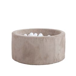 Moje | Piscine à balles Rib Velvet - Beige foncé 90 x 40 cm + balles