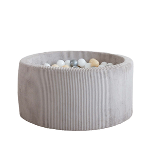 Moje | Piscine à balles Rib Velvet - Gris 90 x 40 cm + Balles