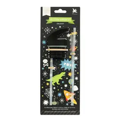 A Little Lovely Company | Ensemble bouchon, paille et brosse Galaxy