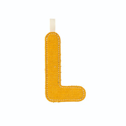 Lilliputiens | Lettre L en tissu phosphorescent jaune ocre