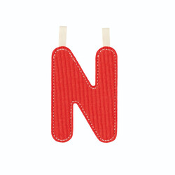 Lilliputiens | Lettre N en tissu phosphorescent rouge