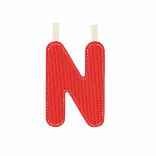 Lilliputiens | Lettre N en tissu phosphorescent rouge