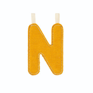 Lilliputiens | Lettre N en tissu phosphorescent jaune ocre