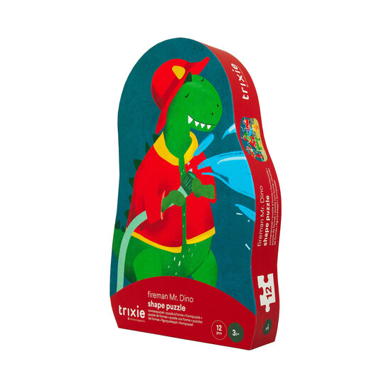 Trixie Baby Trixie |  Puzzle à forme - pompier Mr. Dino - 12 pièces