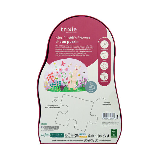 Trixie Baby Trixie |  Puzzle à forme - les fleurs de Mrs. Rabbit - 12 pièces
