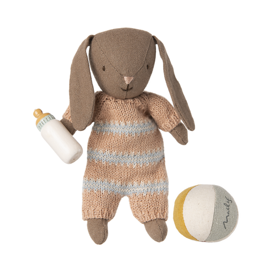 Maileg Maileg | Ensemble lapin Micro brun rose poudré