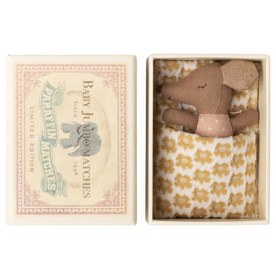 Maileg Maileg | Souris bébé endormie dans une boîte d'allumettes Rose
