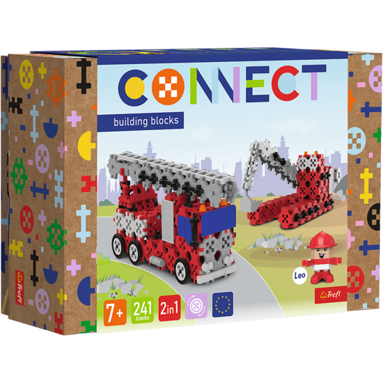Connect Connect | Blocs de construction M Camion de pompiers / Pelle mécanique à chenilles 241 pièces