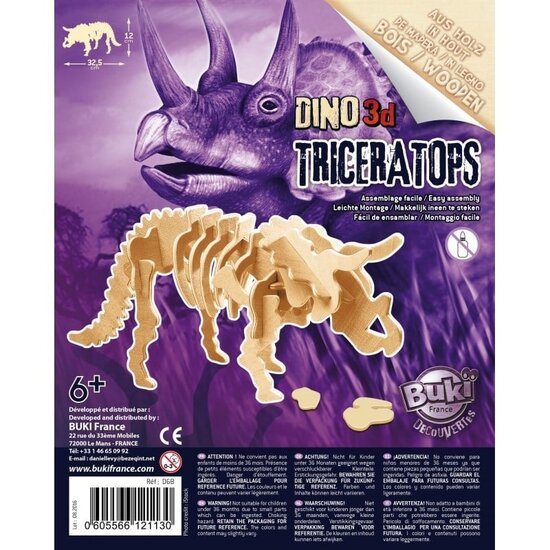 Buki Buki | Dino 3D en bois Triceratops