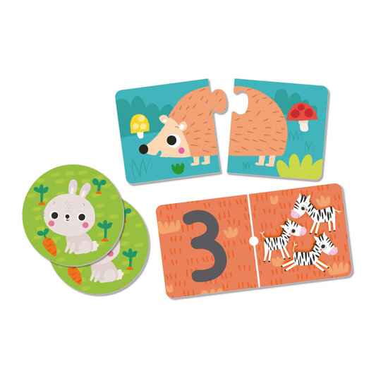 APLI APLI |  3 jeux d'animaux (Puzzle, Mémoire, Domino)