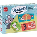 APLI APLI |  3 jeux d'animaux (Puzzle, Mémoire, Domino)