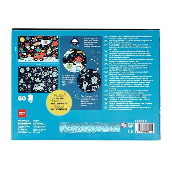 APLI APLI | Puzzle de l'espace phosphorescent + poster 60 pièces