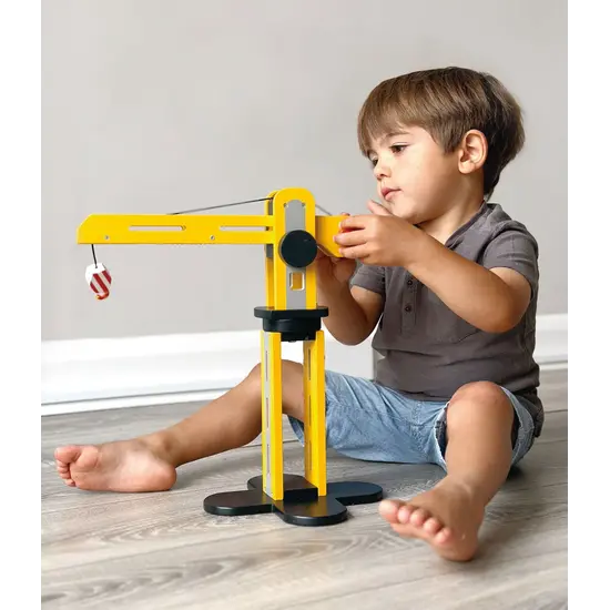 Mentari Mentari | Ensemble de jeu Grue avec 2 véhicules de chantier en bois