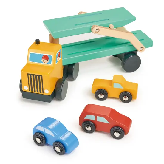Mentari Mentari | Set de jeu Transporteur de voitures avec 3 voitures en bois