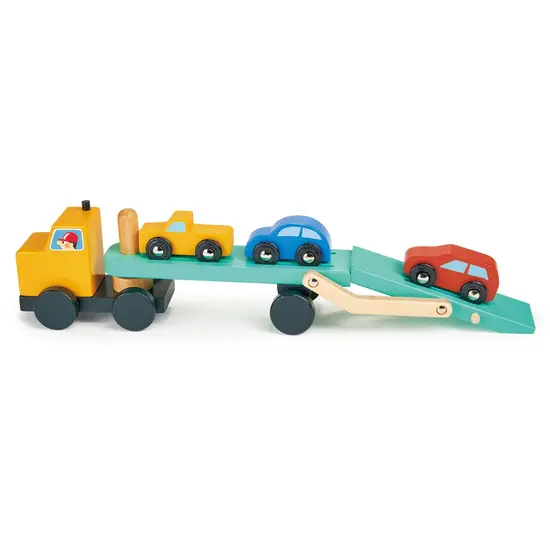 Mentari Mentari | Set de jeu Transporteur de voitures avec 3 voitures en bois