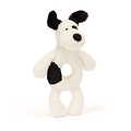 Jellycat Jellycat | Bashful Black & Cream Puppy Ring Rattle