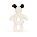 Jellycat Jellycat | Bashful Black & Cream Puppy Ring Rattle