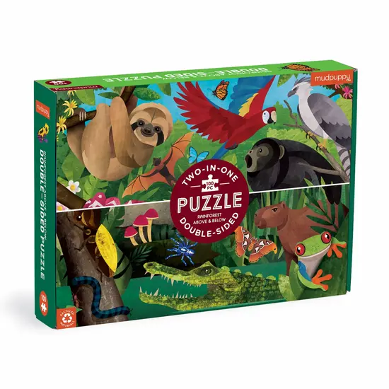 Mudpuppy Mudpuppy | Puzzle double face Forêt tropicale au-dessus et en dessous 100 pièces