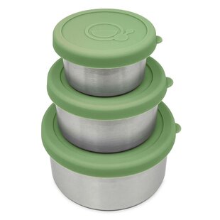 Smikkels | Pots alimentaires en acier inoxydable 110/220/400 ml Vert Lot de 3