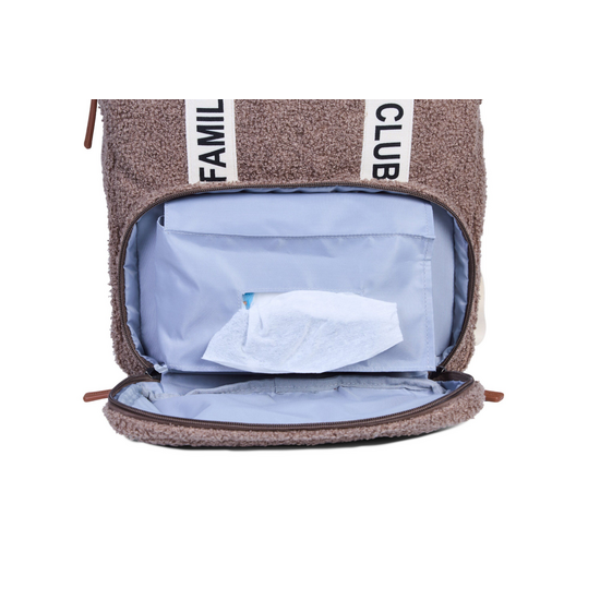 Childwood - Childhome Childhome | Sac à langer Family Club Sac à dos Signature Teddy Doux Marron