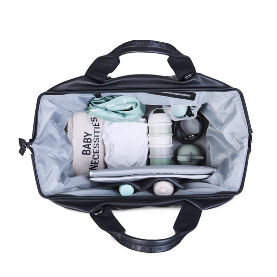 Childwood - Childhome Childhome | Sac à langer Mommy Bag Signature Simili Cuir Noir