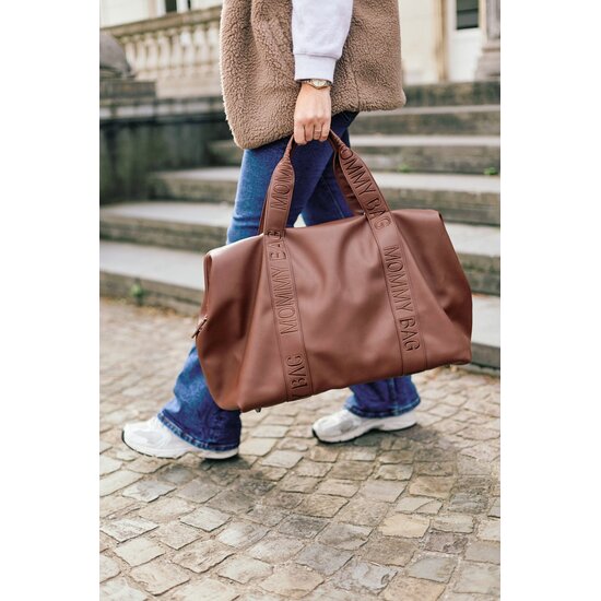 Childwood - Childhome Childhome | Sac à langer Mommy Bag Signature Simili Cuir Marron Foncé