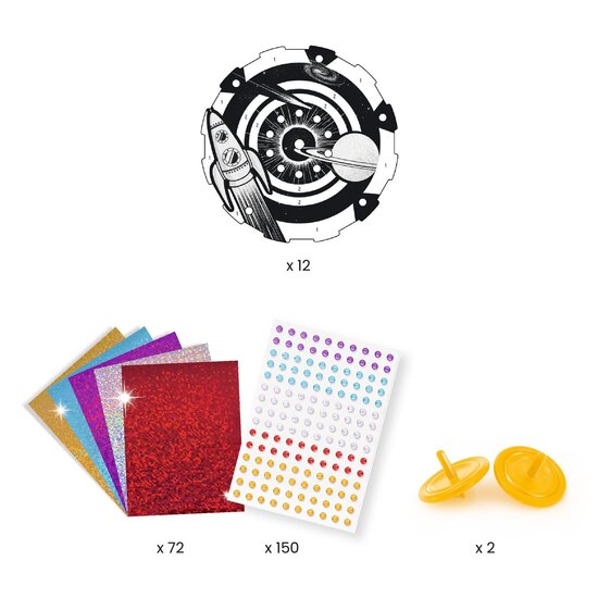 Djeco Djeco | Do It Yourself 2 toupies et 12 disques à métalliser Cosmos hypnotique