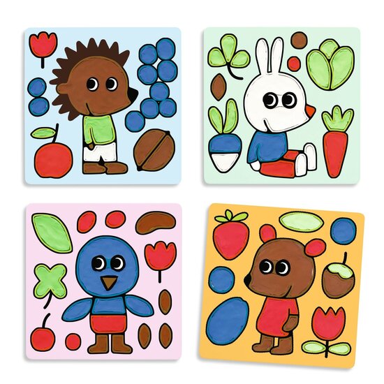 Djeco Djeco | Peindre avec de la pâte à modeler séchant à l'air libre Les petits copains espiègles du jardin