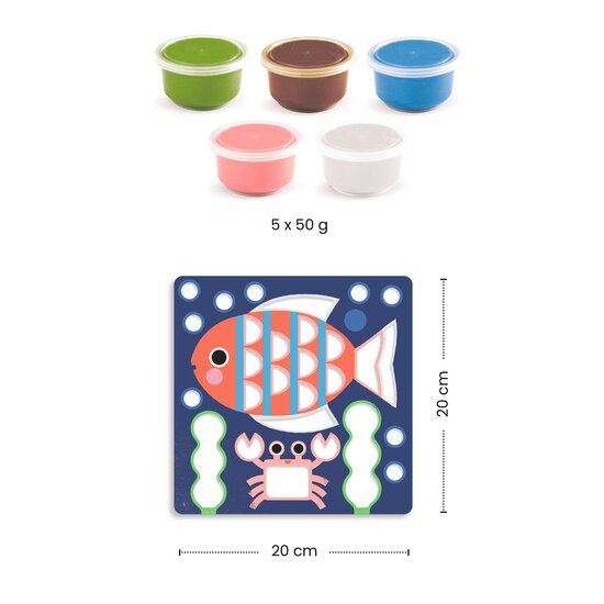 Djeco Djeco | Coloriage avec de la pâte à modeler séchant à l'air libre Petits animaux marins espiègles