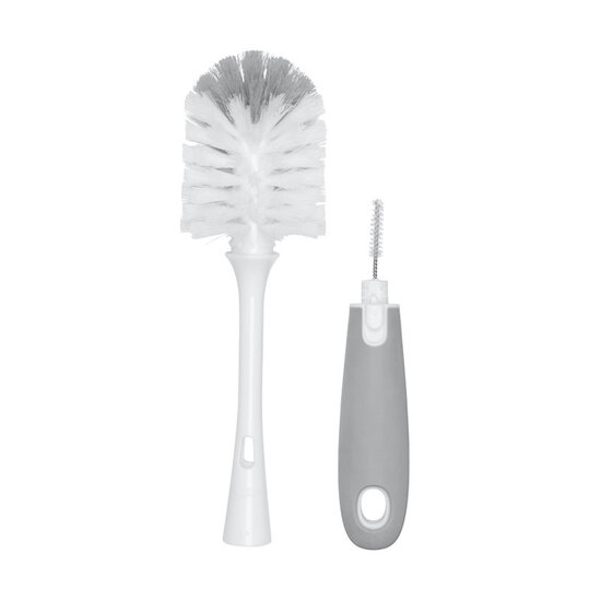 Oxo Oxo | Brosse à biberon avec brosse à tétine/support Blanc/Gris
