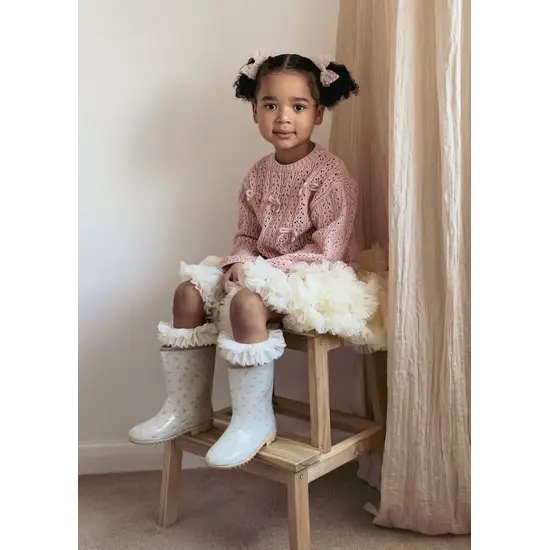 Mrs Ertha Mrs Ertha | Bottes de pluie Wellies à paillettes et boutons de fleurs