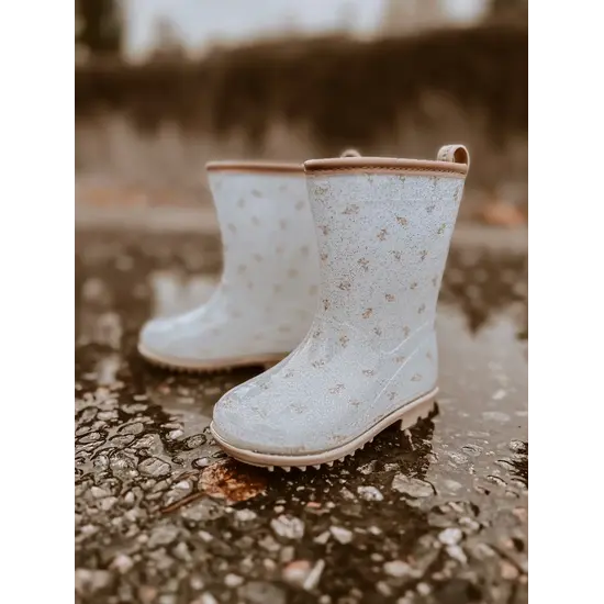 Mrs Ertha Mrs Ertha | Bottes de pluie Wellies à paillettes et boutons de fleurs