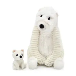Les Déglingos | Les Ptipotos - Peluche mère ours polaire blanc Grobidou et son bébé