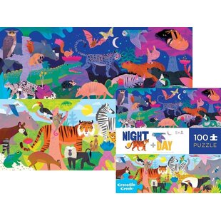 Crocodile Creek | Le puzzle opposé Jour et nuit 100 pièces