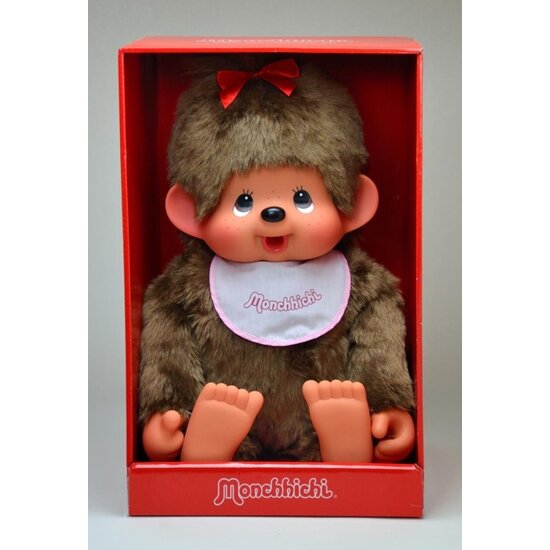 Monchhichi Monchhichi | Fille avec bavoir rose 80 cm
