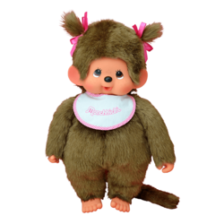 Monchhichi | Fille avec bavoir rose 45 cm