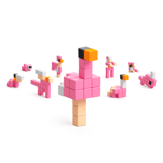 Pixio Pixio | Blocs magnétiques Story Series Flamingo, 24 pièces