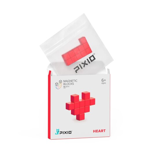 Pixio Pixio | Blocs magnétiques série Color, cœur rouge, 11 pièces