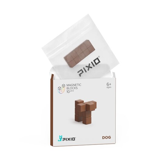 Pixio Pixio | Blocs magnétiques série Color - Chien brun, 10 pièces